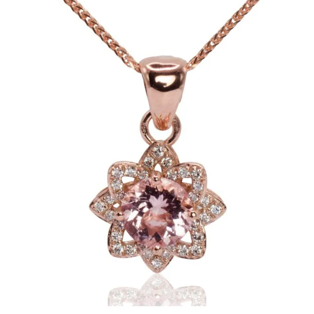 Diamantový náhrdelník s prírodným morganitom Sky flower LNL442.WS Diamantový náhrdelník s prírodným morganitom Sky flower LNL442.WS