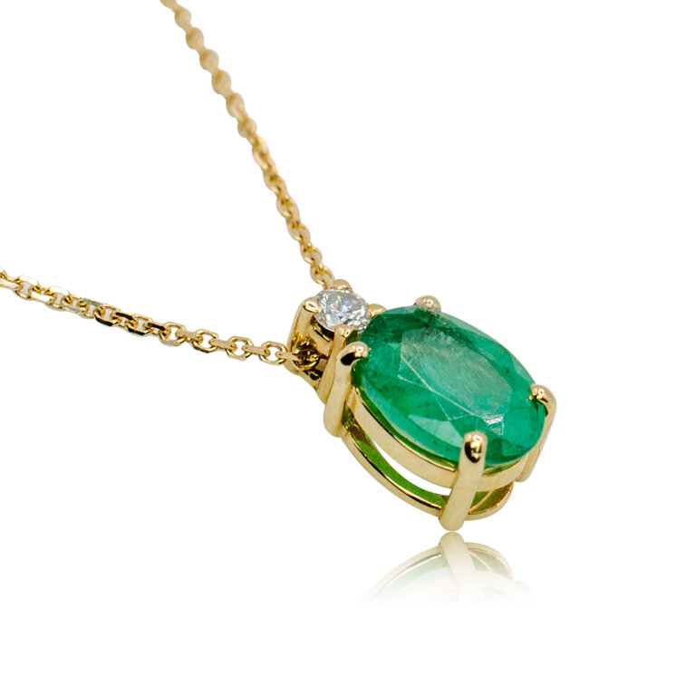 Diamantový náhrdelník s prírodným smaragdom LNL465.SP