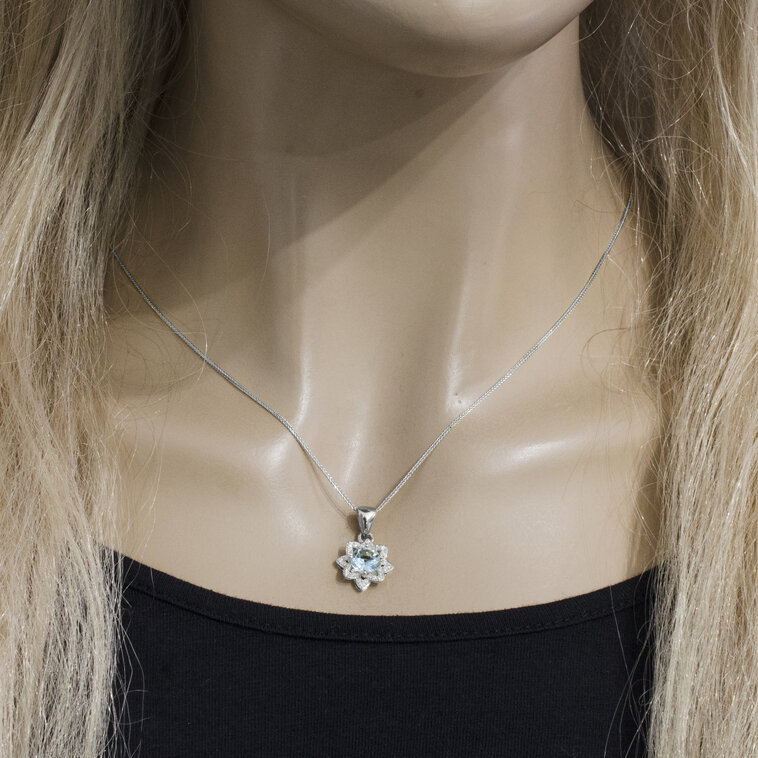 Diamantový náhrdelník s prírodným topásom Sky flower LNL443.WS