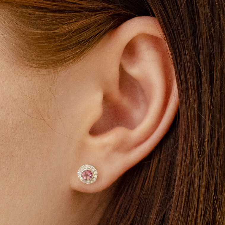 GOLDIE Diamantové náušnice s ružovým turmalínom LNL318.KL
