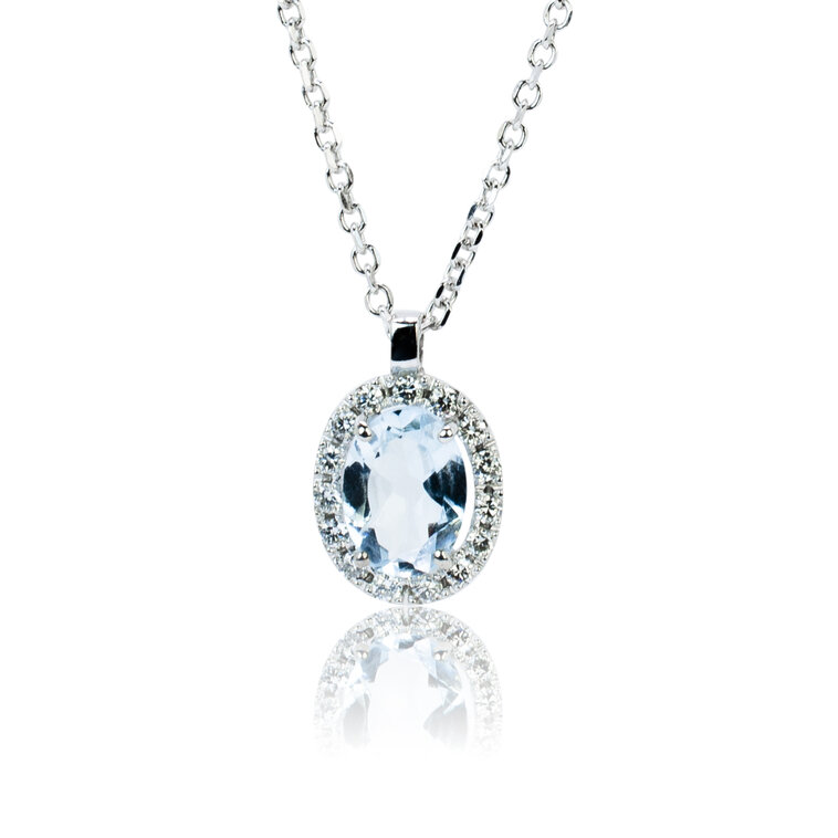 GOLDIE Diamantový náhrdelník s akvamarínom LNL303.KL