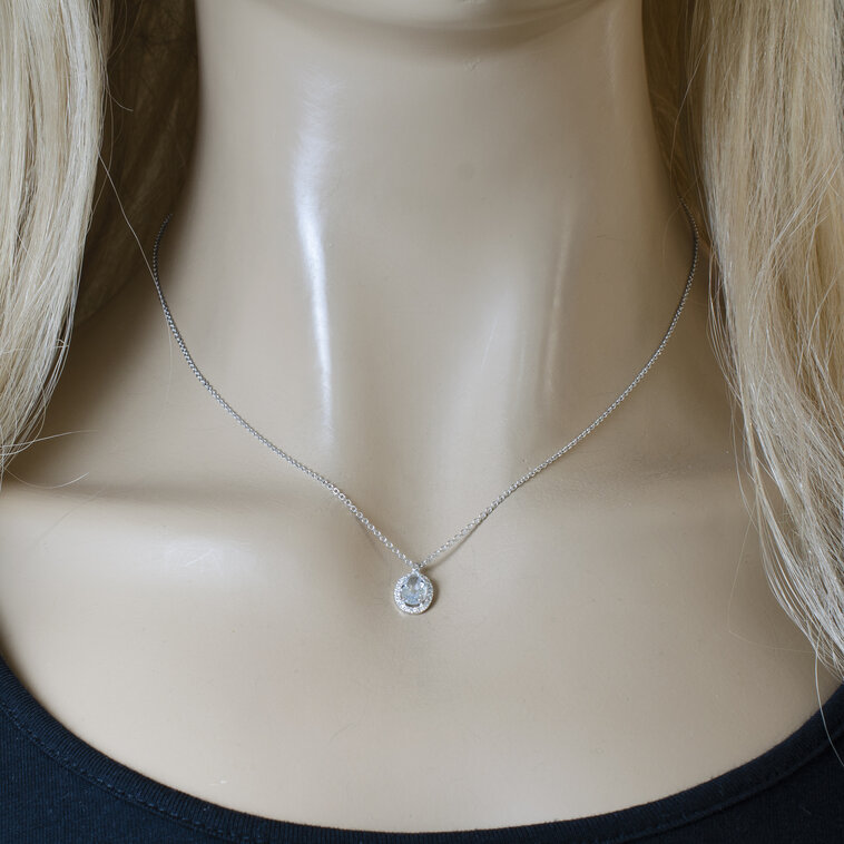 GOLDIE Diamantový náhrdelník s akvamarínom LNL303.KL