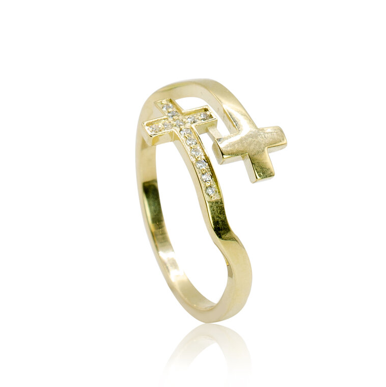 GOLDIE Diamantový prsteň Krížik double LRG654.W