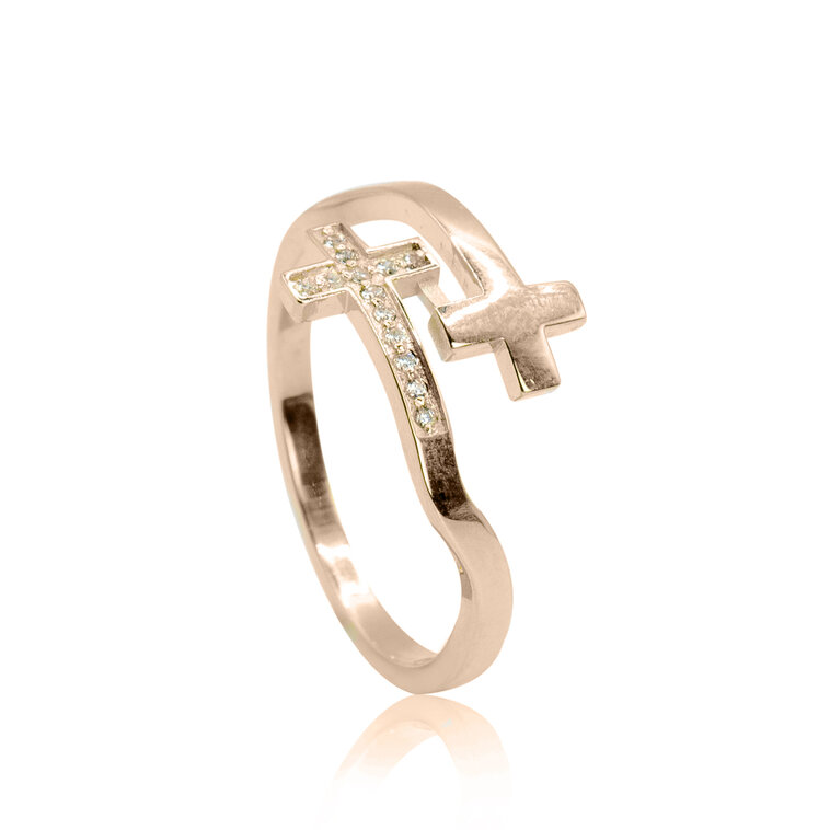 GOLDIE Diamantový prsteň Krížik double rose LRG655.GD
