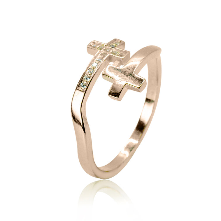 GOLDIE Diamantový prsteň Krížik double rose LRG655.GD