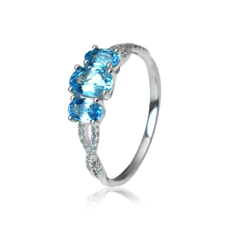 GOLDIE Diamantový prsteň so skyblue topásom Milee LRG389.AVB