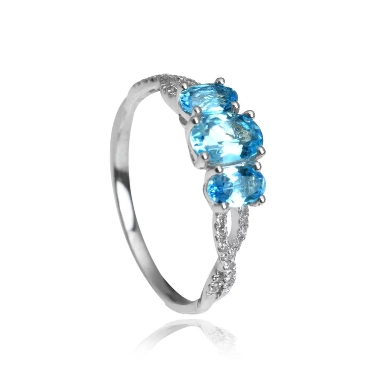 GOLDIE Diamantový prsteň so skyblue topásom Milee LRG389.AVB GOLDIE Diamantový prsteň so skyblue topásom Milee LRG389.AVB