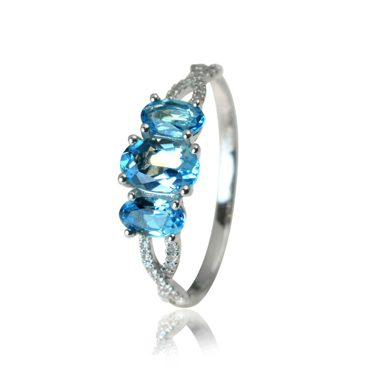 GOLDIE Diamantový prsteň so skyblue topásom Milee LRG389.AVB