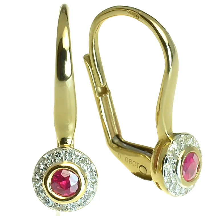 GOLDIE Zlaté náušnice s rubínom a diamantmi Firece LEA593.AVB GOLDIE Zlaté náušnice s rubínom a diamantmi Firece LEA593.AVB