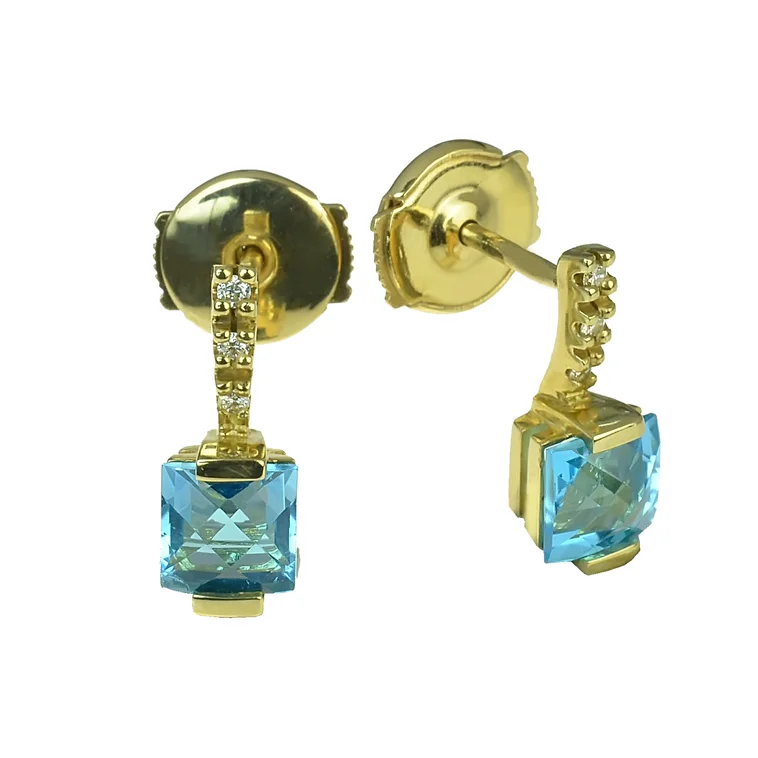 GOLDIE Zlaté náušnice s topásom a diamantmi Chilerd LEA119.ALB GOLDIE Zlaté náušnice s topásom a diamantmi Chilerd LEA119.ALB
