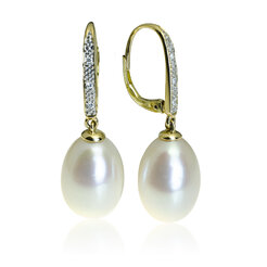 GOLDIE Zlaté náušnice so sladkovodnou perlou a diamantmi Celeste LEA949.PAS