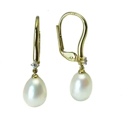 GOLDIE Zlaté náušnice so sladkovodnou perlou a diamantmi Sarahi LEA762.AVB GOLDIE Zlaté náušnice so sladkovodnou perlou a diamantmi Sarahi LEA762.AVB