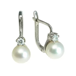 GOLDIE Zlaté náušnice so sladkovodnou perlou Obilia LEA480.AWB GOLDIE Zlaté náušnice so sladkovodnou perlou Obilia LEA480.AWB