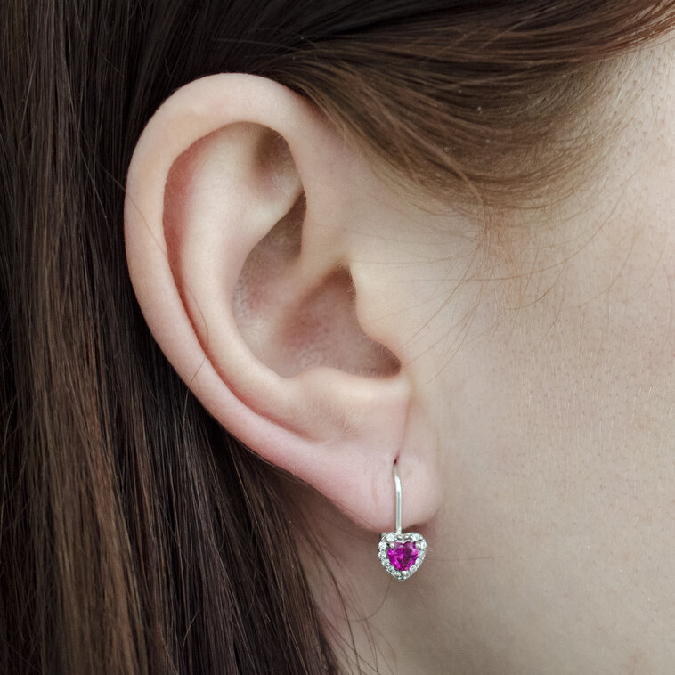 GOLDIE Zlaté náušnice Srdiečka pink LEA1249.ZO