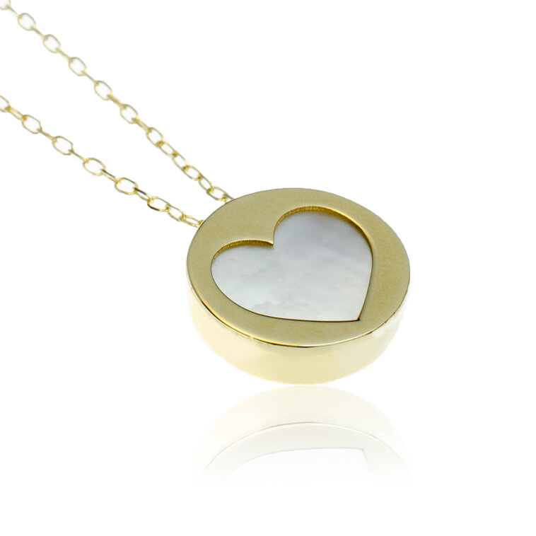 GOLDIE Zlatý náhrdelník Pearl heart LNL249.TR