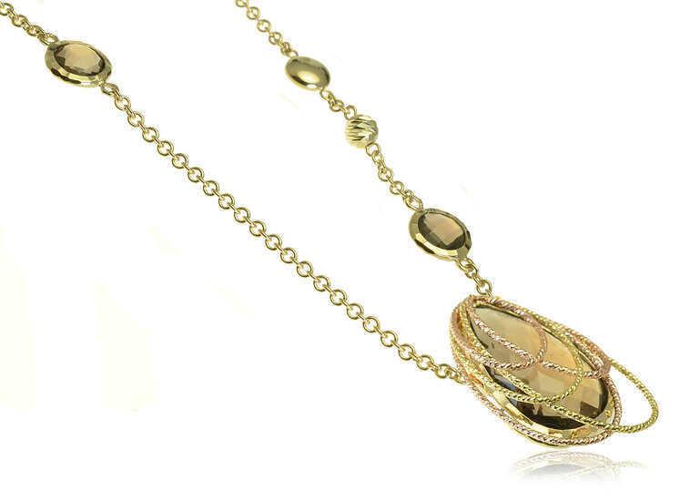 GOLDIE Zlatý náhrdelník so záhnedou Brown gem LNL130.TRS