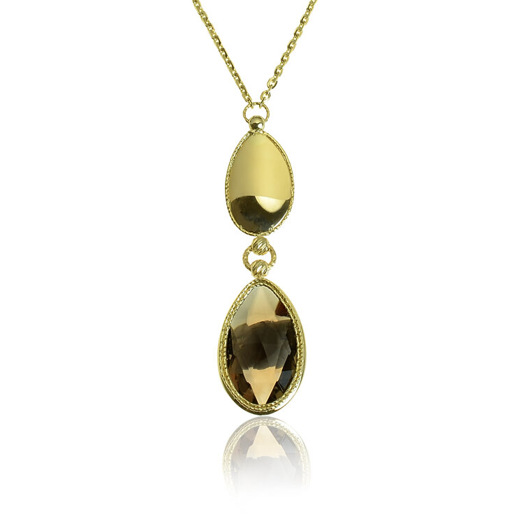 GOLDIE Zlatý náhrdelník so záhnedou Elegant elipse LNL112.TRB