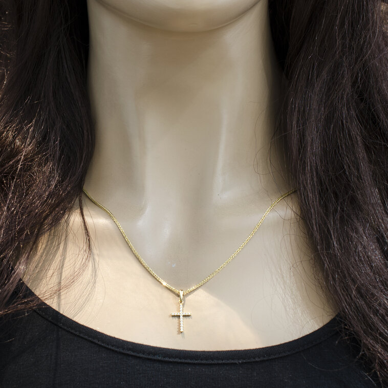 GOLDIE Zlatý prívesok s diamantmi Krížik LPE430.ODB
