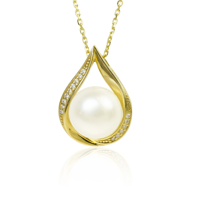 GOLDIE Zlatý prívesok so sladkovodnou perlou a diamantmi Orisa LPE552.STB