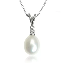GOLDIE Zlatý prívesok so sladkovodnou perlou a diamantom Ariel LPE490.PAB