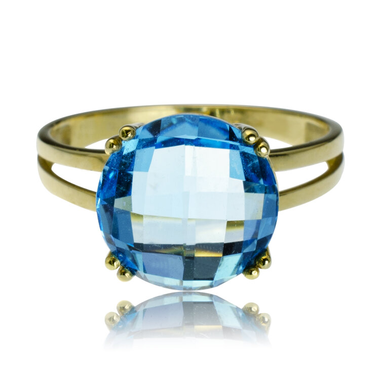 GOLDIE zlatý prsteň Ice Blue LRG489.ST