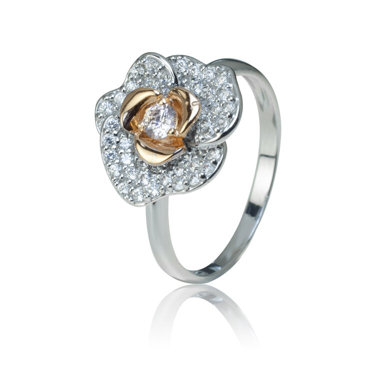 GOLDIE Zlatý prsteň Kvet LRG412.TRB