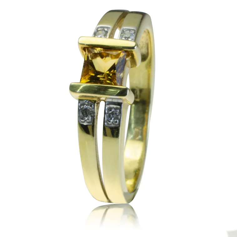 GOLDIE Zlatý prsteň s citrínom a diamantmi Topie LRG442.D GOLDIE Zlatý prsteň s citrínom a diamantmi Topie LRG442.D