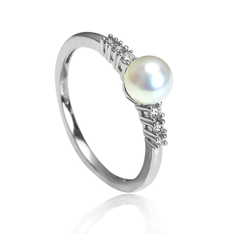 GOLDIE Zlatý prsteň s diamantmi a morskou perlou Hannah ER493.PAB