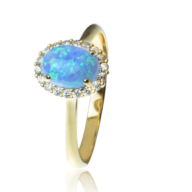 GOLDIE Zlatý prsteň s modrým opálom LRG517.TR