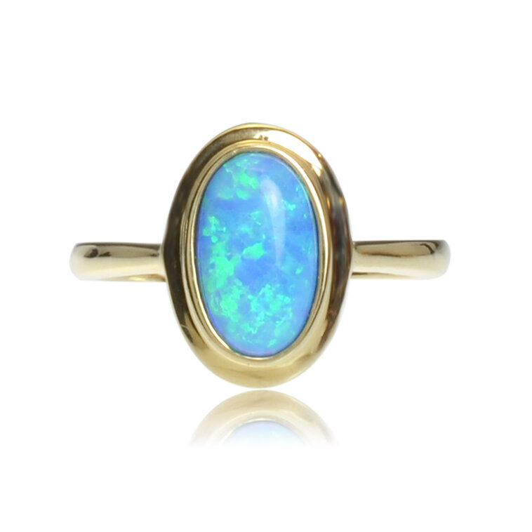 GOLDIE Zlatý prsteň s modrým opálom LRG518.TR