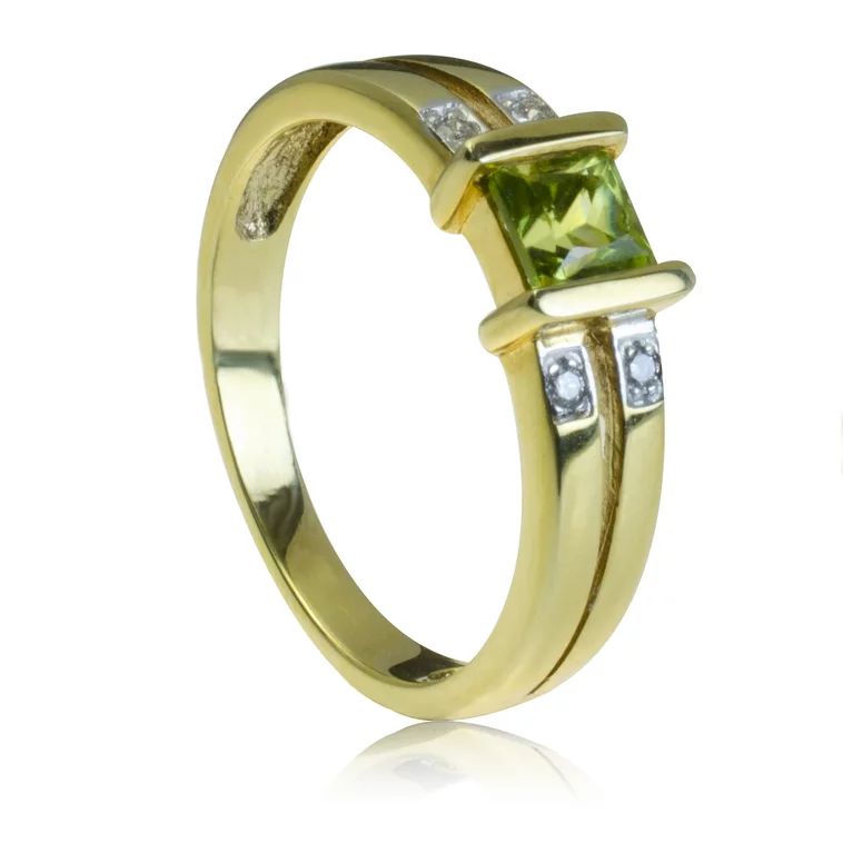 GOLDIE Zlatý prsteň s peridotom a diamantmi Amelia LRG443.D GOLDIE Zlatý prsteň s peridotom a diamantmi Amelia LRG443.D