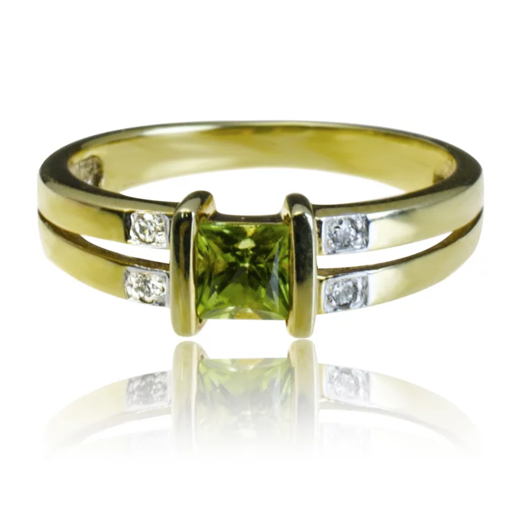 GOLDIE Zlatý prsteň s peridotom a diamantmi Amelia LRG443.D GOLDIE Zlatý prsteň s peridotom a diamantmi Amelia LRG443.D