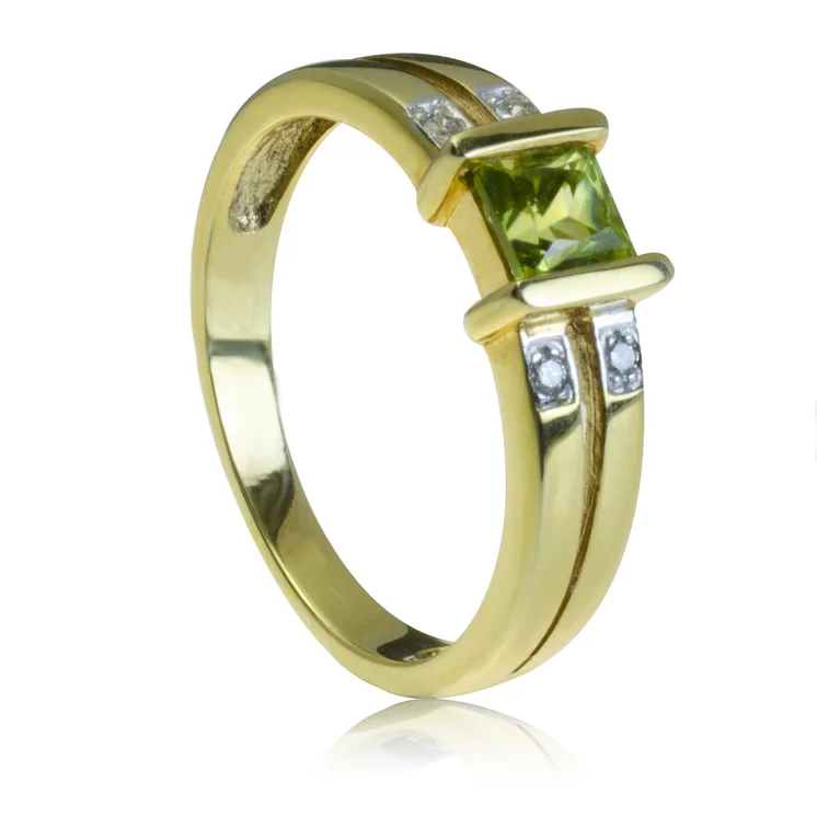 GOLDIE Zlatý prsteň s peridotom a diamantmi Amelia LRG443.D GOLDIE Zlatý prsteň s peridotom a diamantmi Amelia LRG443.D