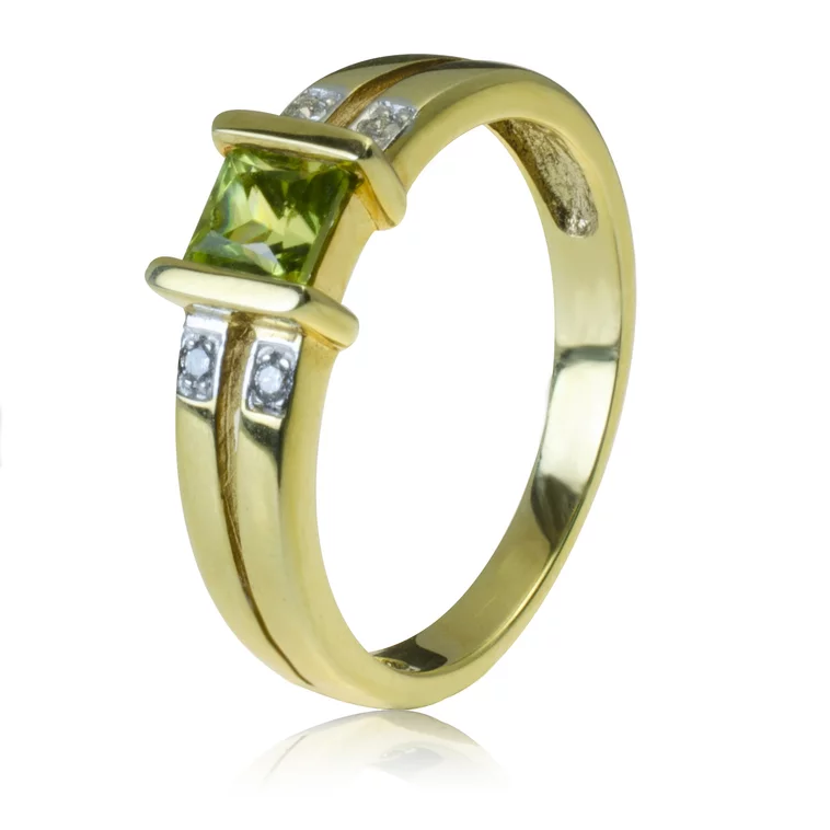 GOLDIE Zlatý prsteň s peridotom a diamantmi Amelia LRG443.D GOLDIE Zlatý prsteň s peridotom a diamantmi Amelia LRG443.D