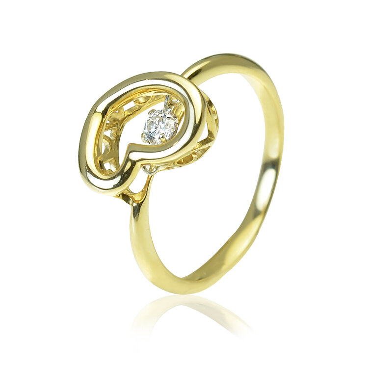 GOLDIE Zlatý prsteň s pohyblivým diamantom Srdiečko LRG373.AVX