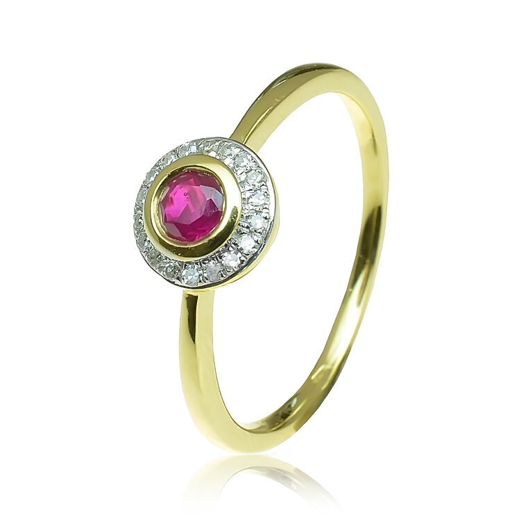 GOLDIE Zlatý prsteň s rubínom a diamantmi Sandra LRG278.AVB