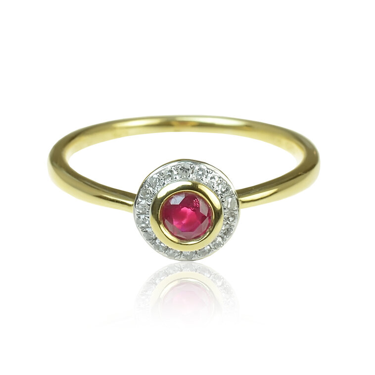 GOLDIE Zlatý prsteň s rubínom a diamantmi Sandra LRG278.AVB