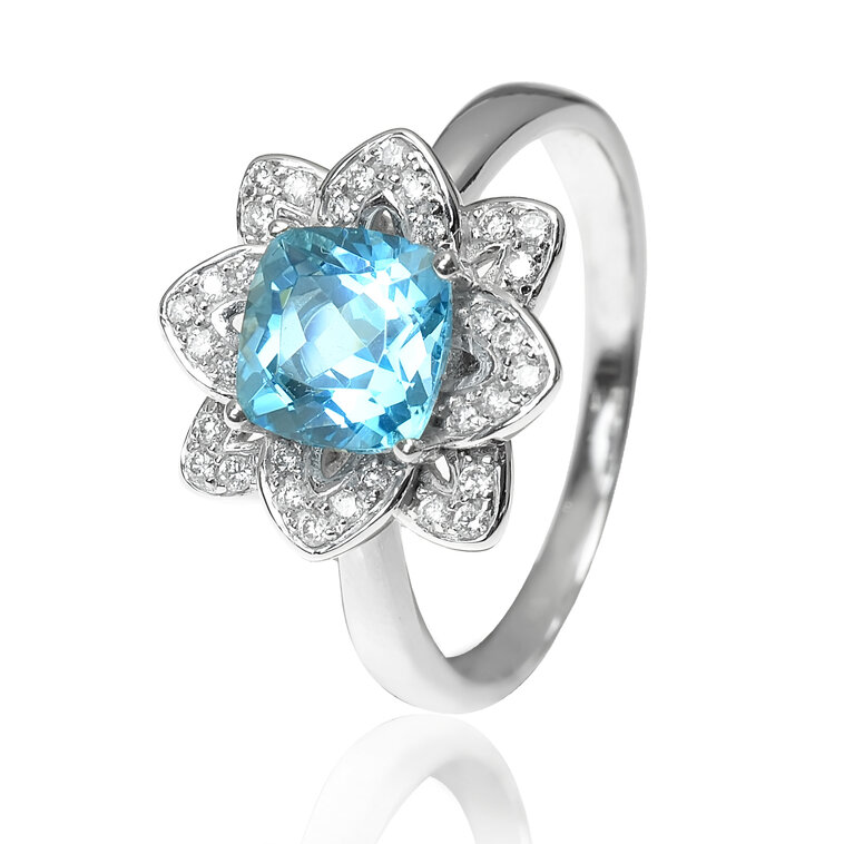 GOLDIE Zlatý prsteň s topásom a diamantmi Sky flower LRG367.AVB
