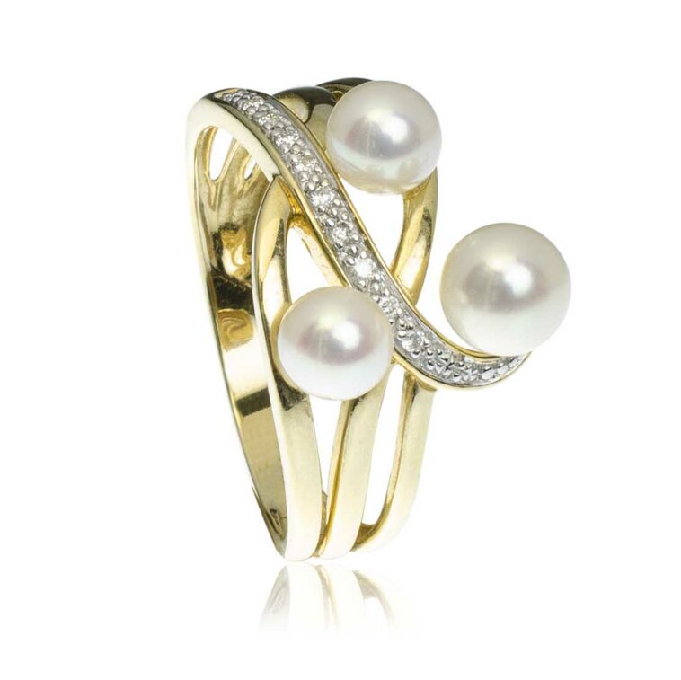 GOLDIE zlatý prsteň so sladkovodnou perlou a diamantmi LRG477.PA