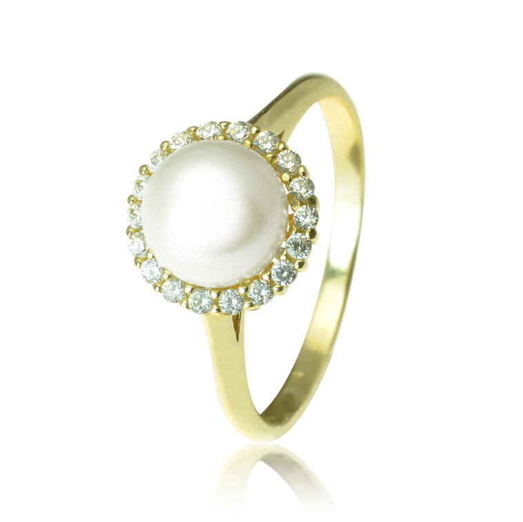 GOLDIE Zlatý prsteň so sladkovodnou perlou Whiteny LRG183.TR