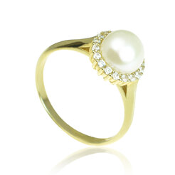 GOLDIE Zlatý prsteň so sladkovodnou perlou Whiteny LRG183.TR