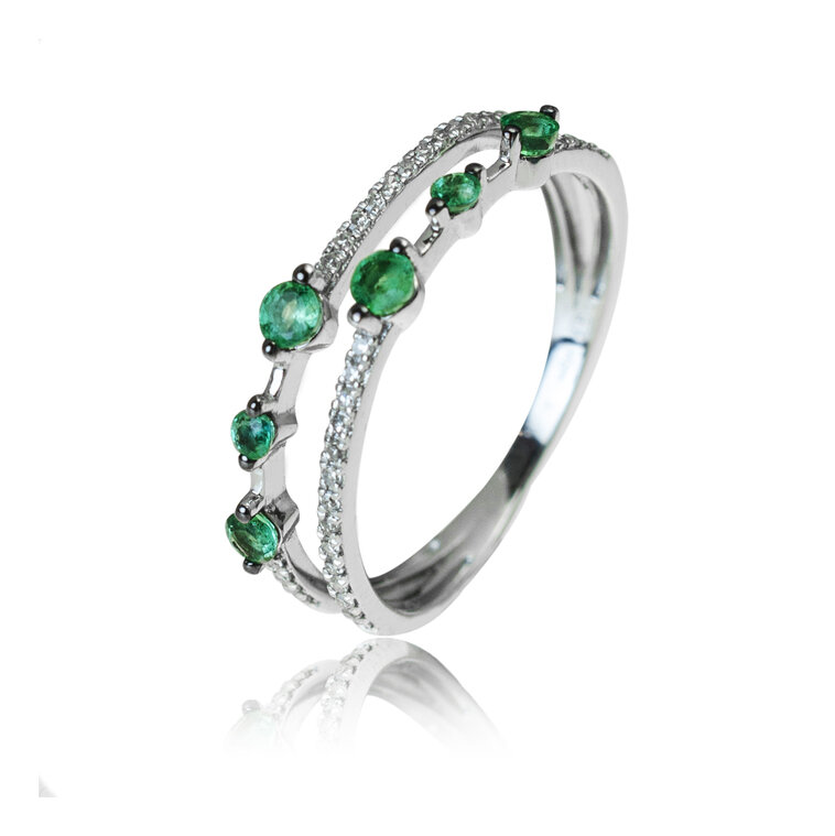 GOLDIE Zlatý prsteň so smaragdmi a diamantmi Yasmine LRG455.AV