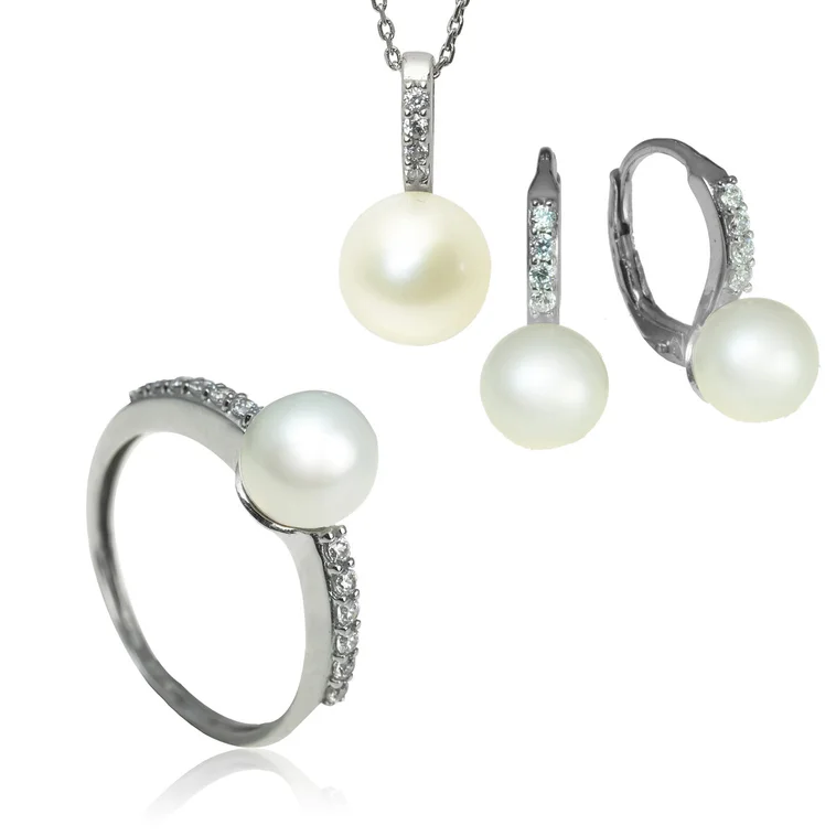 GOLDIE Zlatý set perlového prívesku, náušníc a prsteňa PE010.TR GOLDIE Zlatý set perlového prívesku, náušníc a prsteňa PE010.TR