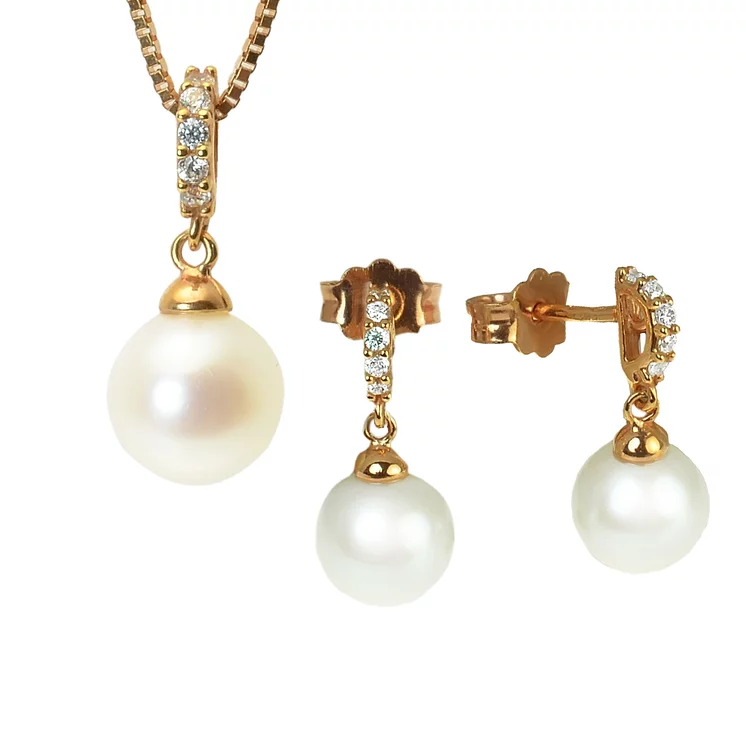 GOLDIE Zlatý set perlových náušníc a náhrdelníka PE006.TR GOLDIE Zlatý set perlových náušníc a náhrdelníka PE006.TR