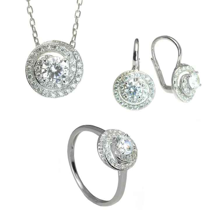 GOLDIE Zlatý set prívesku, náušníc a prsteňa Spiral white ZI019.AV GOLDIE Zlatý set prívesku, náušníc a prsteňa Spiral white ZI019.AV