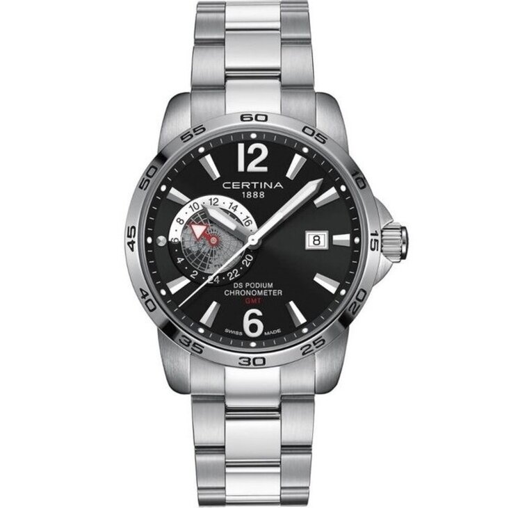 Hodinky pánske CERTINA DS PODIUM GMT SS BLACK COSC (Contr√īle Officiel Suisse des Chronom√®tres)