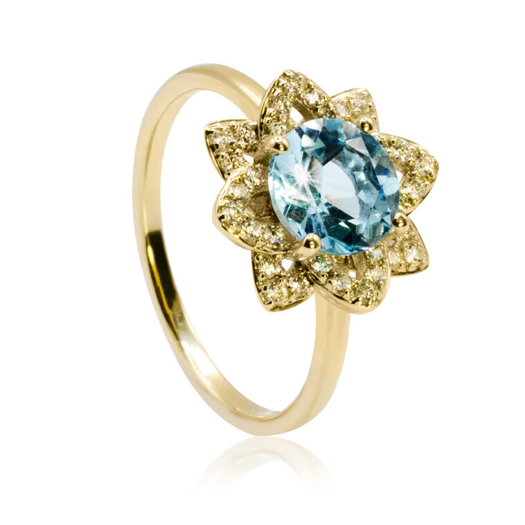 Luxusný diamantový prsteň s prírodným topásom Sky flower LRG778.WS