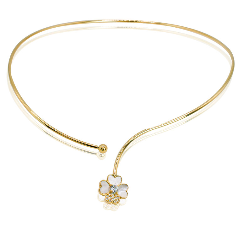 Zlatý náhrdelník s perleťovou kvetinkou LNL468.SP