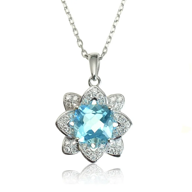 Zlatý náhrdelník s topásom a diamantmi Sky flower LNL433.AV Zlatý náhrdelník s topásom a diamantmi Sky flower LNL433.AV