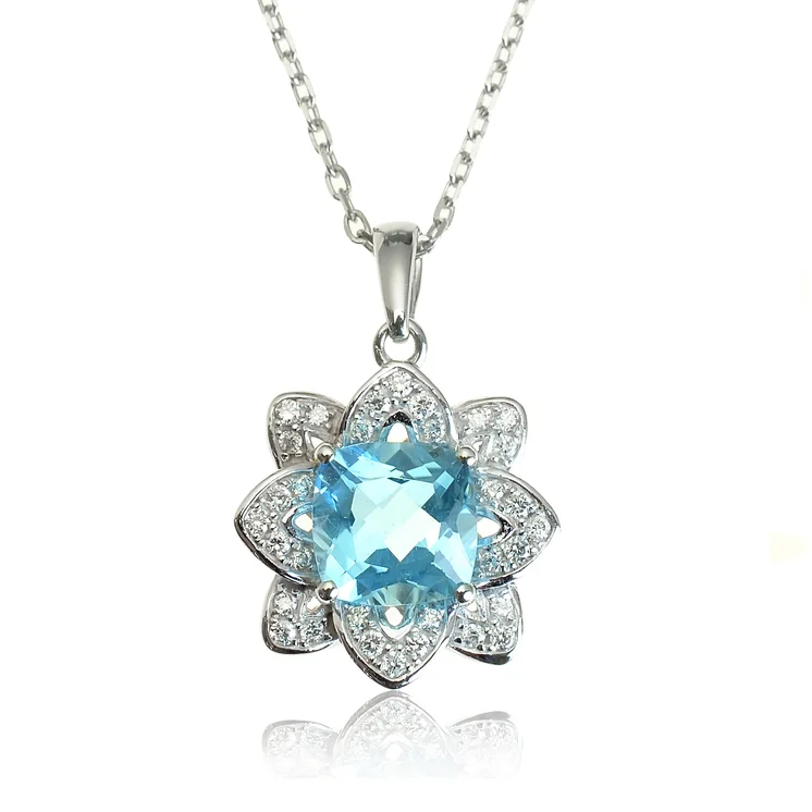 Zlatý náhrdelník s topásom a diamantmi Sky flower LNL433.AV Zlatý náhrdelník s topásom a diamantmi Sky flower LNL433.AV